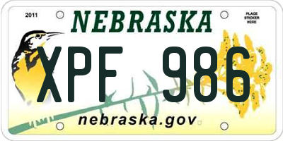 NE license plate XPF986