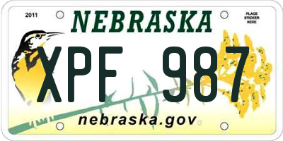 NE license plate XPF987