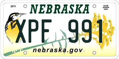 NE license plate XPF991