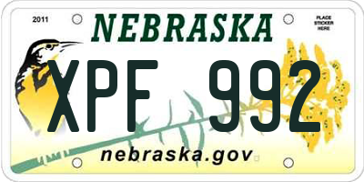NE license plate XPF992