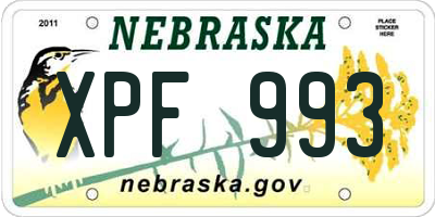 NE license plate XPF993