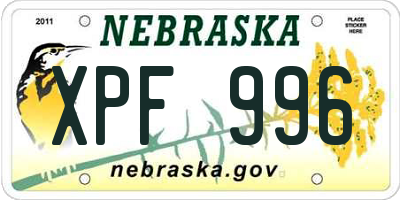 NE license plate XPF996
