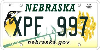 NE license plate XPF997