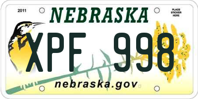 NE license plate XPF998