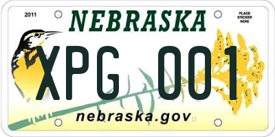 NE license plate XPG001