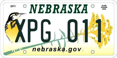 NE license plate XPG011