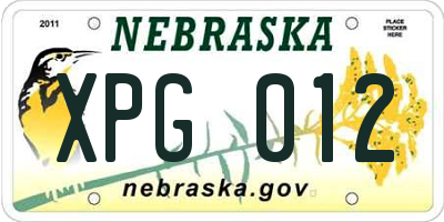 NE license plate XPG012