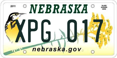 NE license plate XPG017