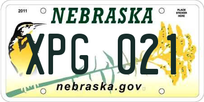 NE license plate XPG021