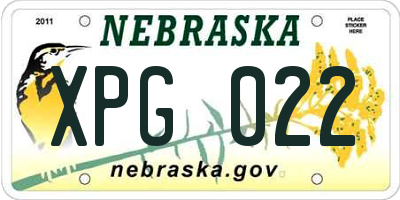 NE license plate XPG022