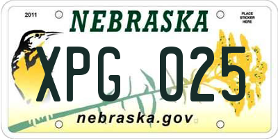 NE license plate XPG025