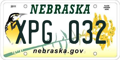NE license plate XPG032