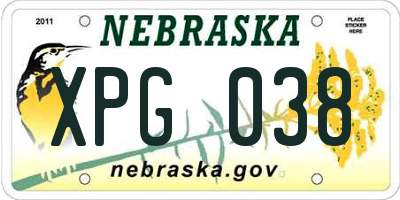NE license plate XPG038