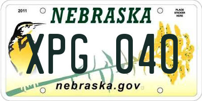 NE license plate XPG040