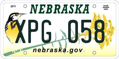 NE license plate XPG058