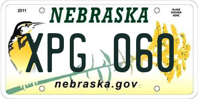 NE license plate XPG060