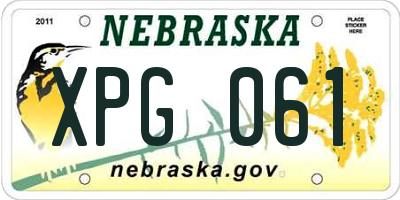 NE license plate XPG061