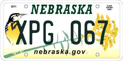 NE license plate XPG067