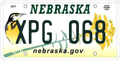 NE license plate XPG068