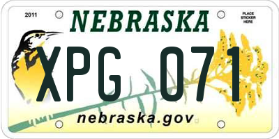 NE license plate XPG071