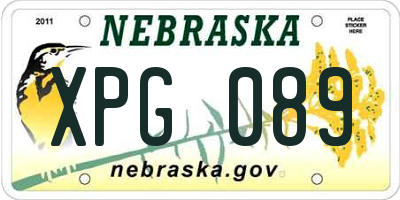 NE license plate XPG089