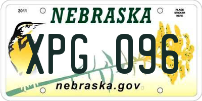 NE license plate XPG096