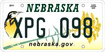 NE license plate XPG098