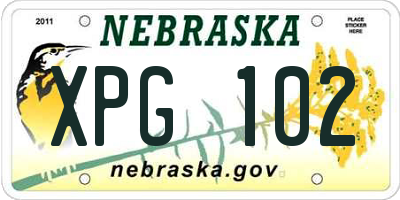 NE license plate XPG102