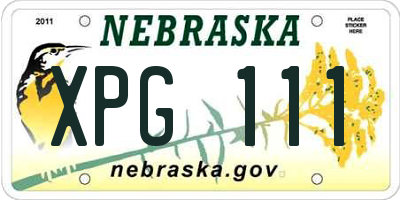 NE license plate XPG111