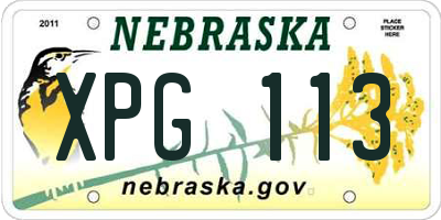 NE license plate XPG113
