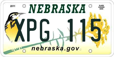 NE license plate XPG115
