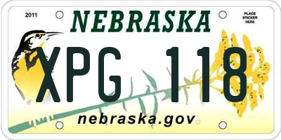 NE license plate XPG118