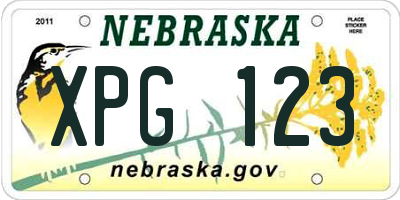 NE license plate XPG123