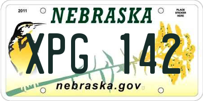 NE license plate XPG142