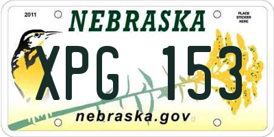 NE license plate XPG153