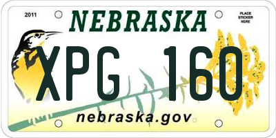 NE license plate XPG160