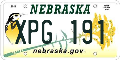 NE license plate XPG191