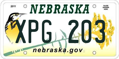 NE license plate XPG203