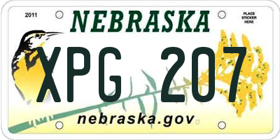 NE license plate XPG207