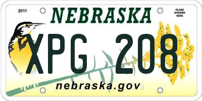 NE license plate XPG208