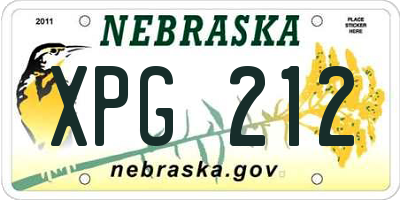 NE license plate XPG212