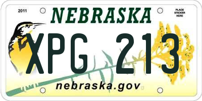 NE license plate XPG213