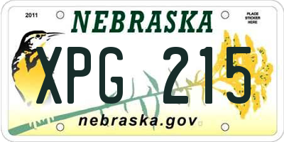 NE license plate XPG215