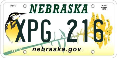 NE license plate XPG216