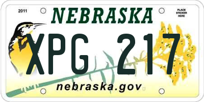 NE license plate XPG217