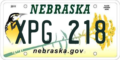 NE license plate XPG218