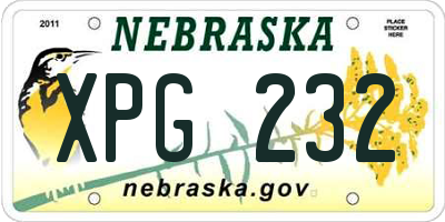 NE license plate XPG232