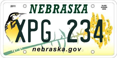 NE license plate XPG234