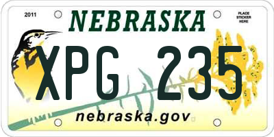 NE license plate XPG235