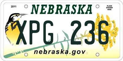 NE license plate XPG236